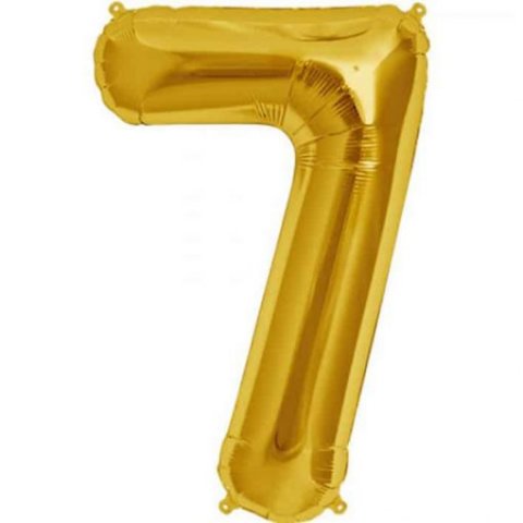 Cijfer 7 goud Folieballon 85cm hoog foto