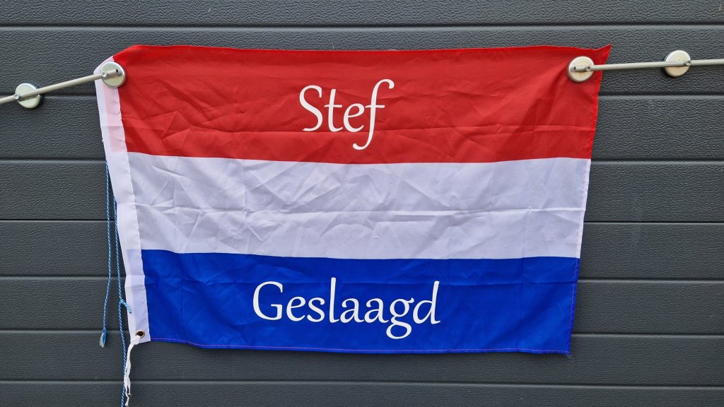 Geslaagd vlag gepersonaliseerd foto
