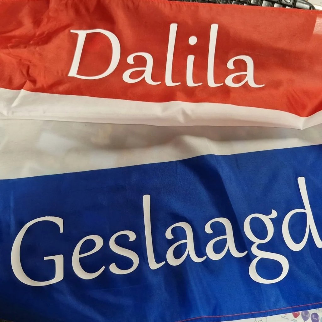 Geslaagd vlag gepersonaliseerd foto